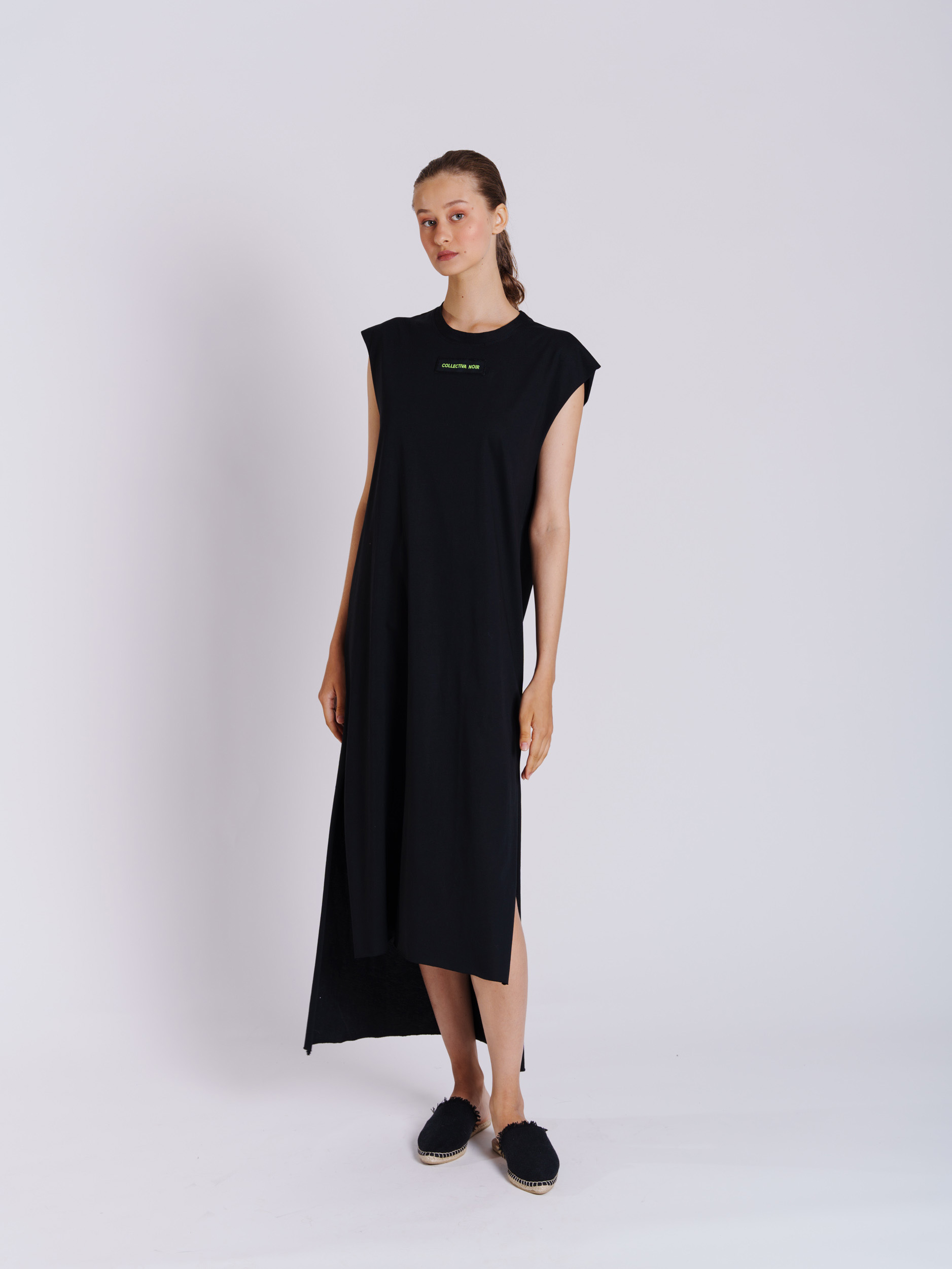 LOGO TEE DRESS ASYMMETRIC BLACK_1 LOGO-TEE-DRESS-ASYMMETRIC - Image 1